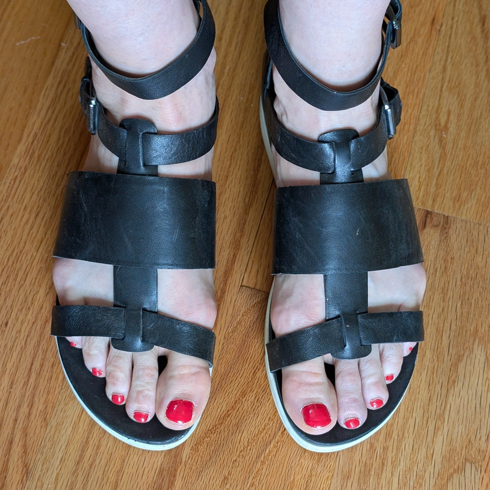 Black Leather Women's Sandals